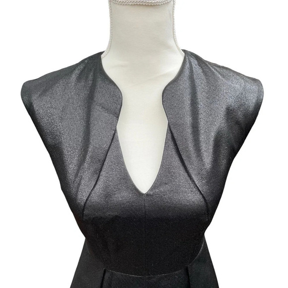 Halston Heritage NWT Black Metallic Adrian Fit and Flare Mini Dress Size 0 - Picture 5 of 16